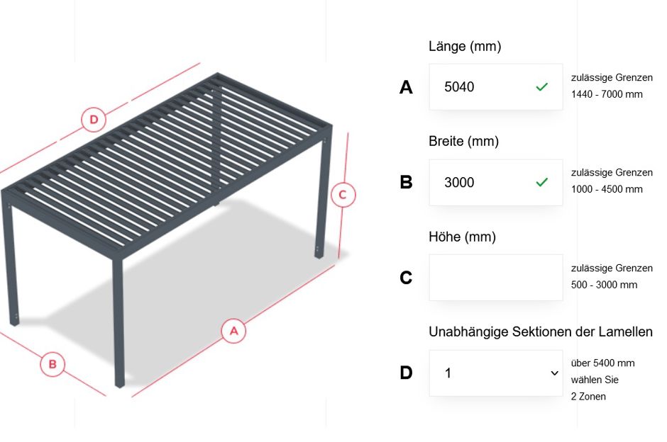 Mobile applikation ISOTRA pergola